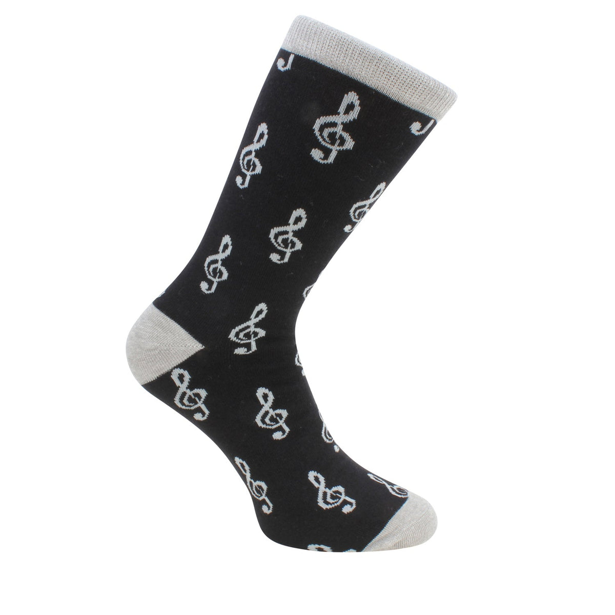 Treble Clef Music Socks – Black and Grey Combed Cotton by Dalaco