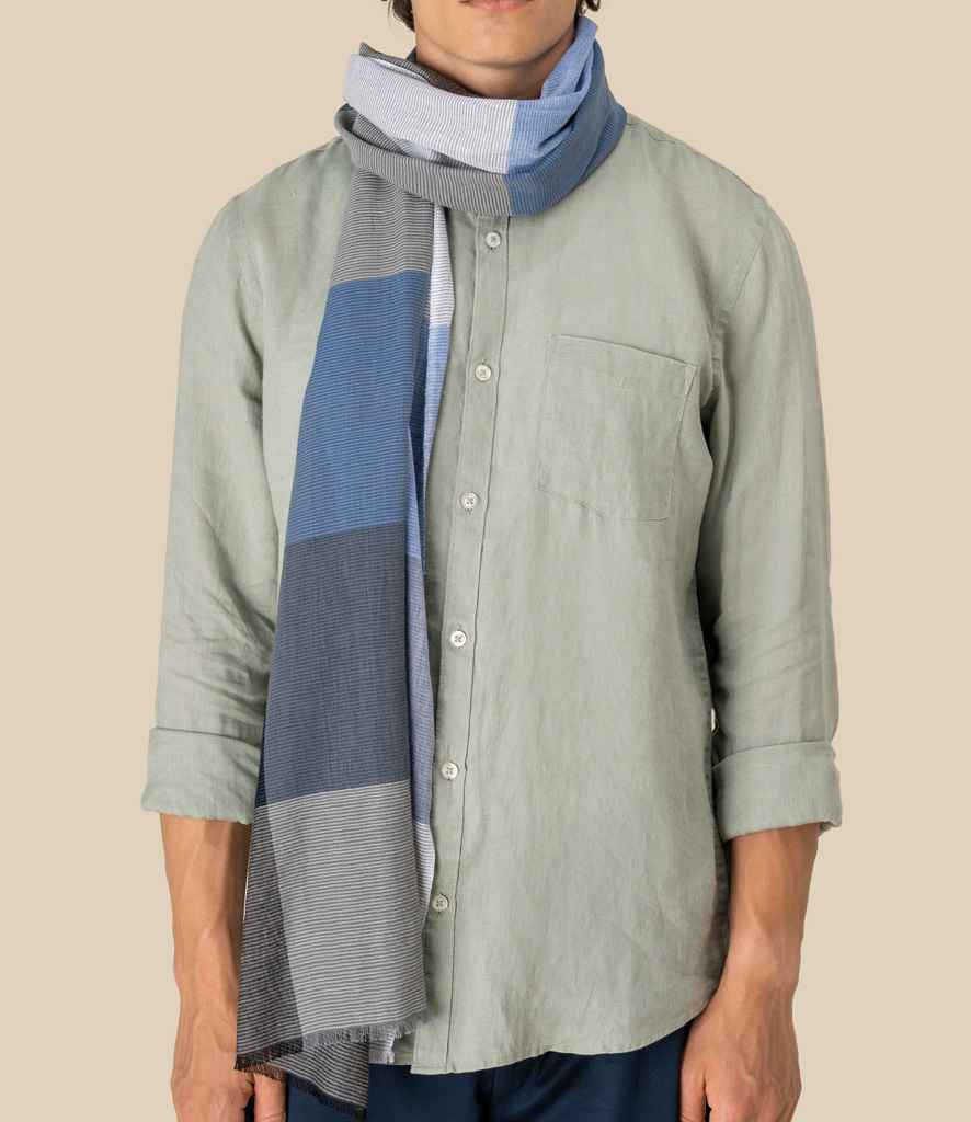 Spasso Blue Check Scarf SP152 - Blue Check