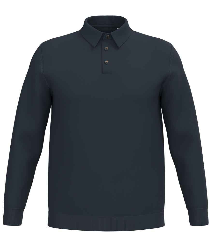 Spasso Knitted Long Sleeve Poloshirt SP204 - Navy