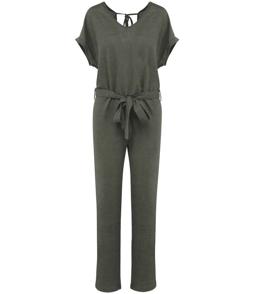 Spasso Ladies Short Sleeve Linen Knit Jumpsuit SP5004