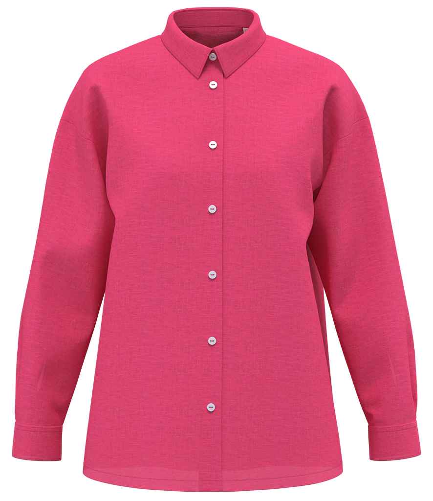 Spasso Ladies Long Sleeve Oversized Linen Shirt SP501