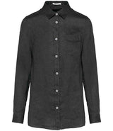 Spasso Ladies Long Sleeve Linen Shirt SP505 - Anthracite Grey