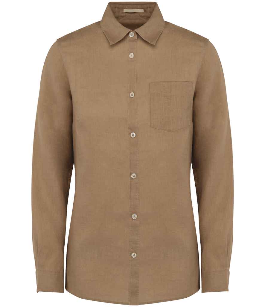 Spasso Ladies Long Sleeve Linen Shirt SP505