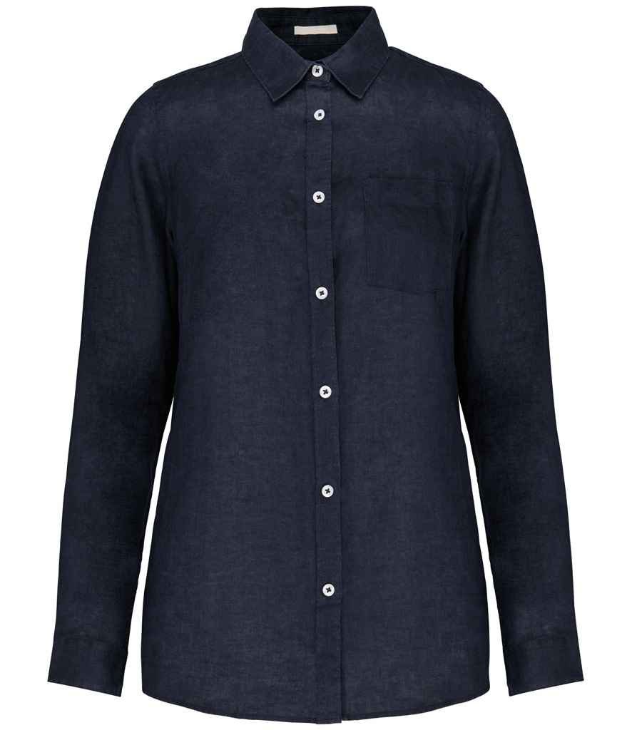 Spasso Ladies Long Sleeve Linen Shirt SP505