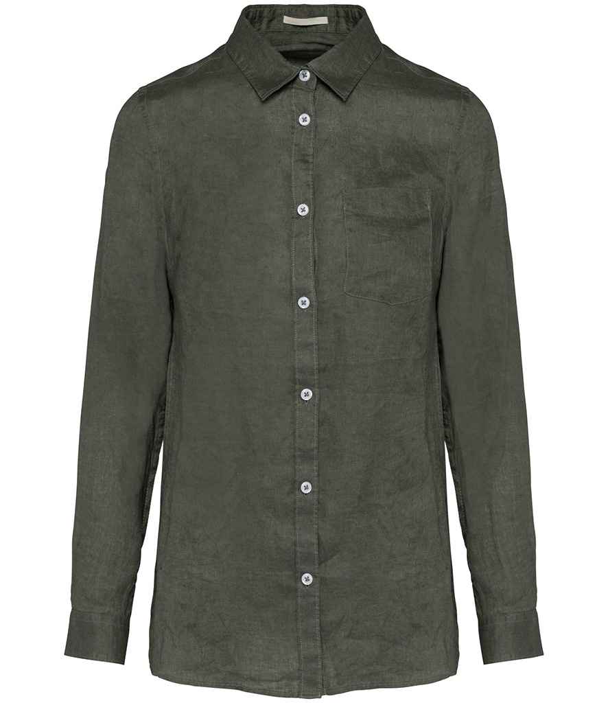Spasso Ladies Long Sleeve Linen Shirt SP505