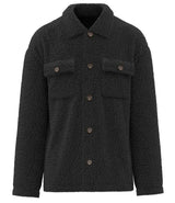 Spasso Unisex Sherpa Drop Shoulder Overshirt SP508 - Black