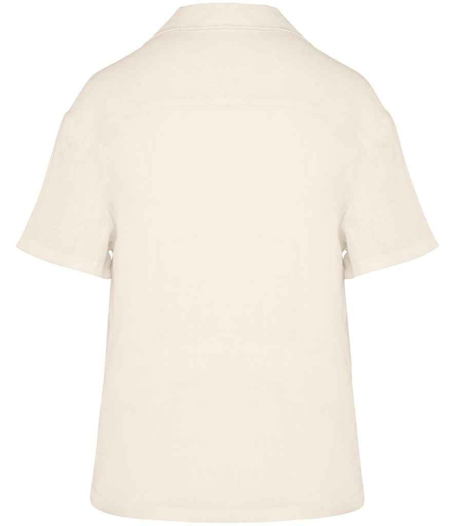 Spasso Ladies Short Sleeve Linen Bowling Collar Shirt SP523
