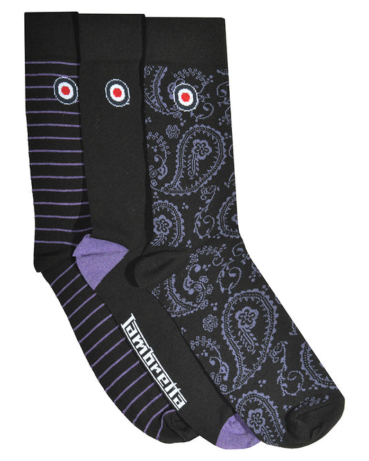 Lambretta 3 Pack Paisley Sock SS1556