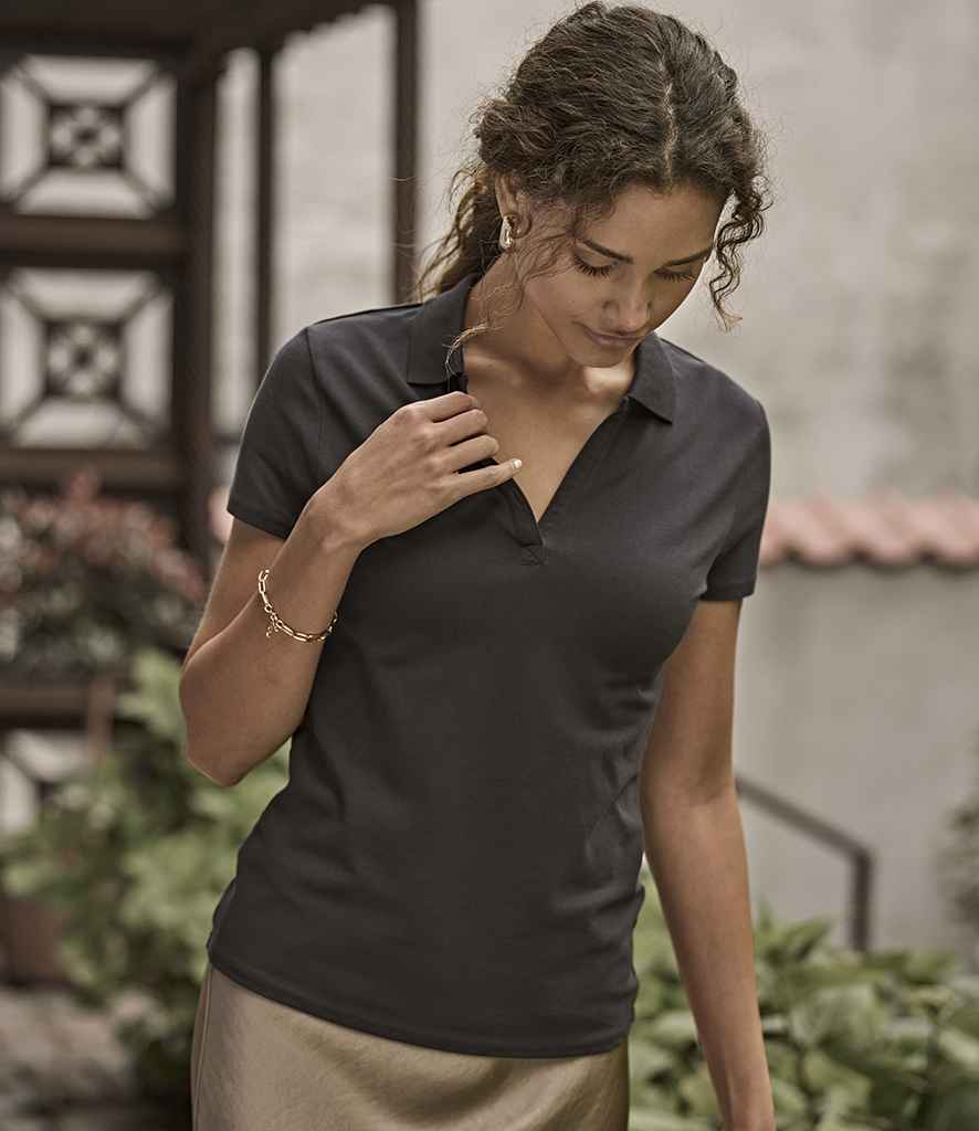 Tee Jays Ladies Luxury Stretch V Neck Polo Shirt T1409