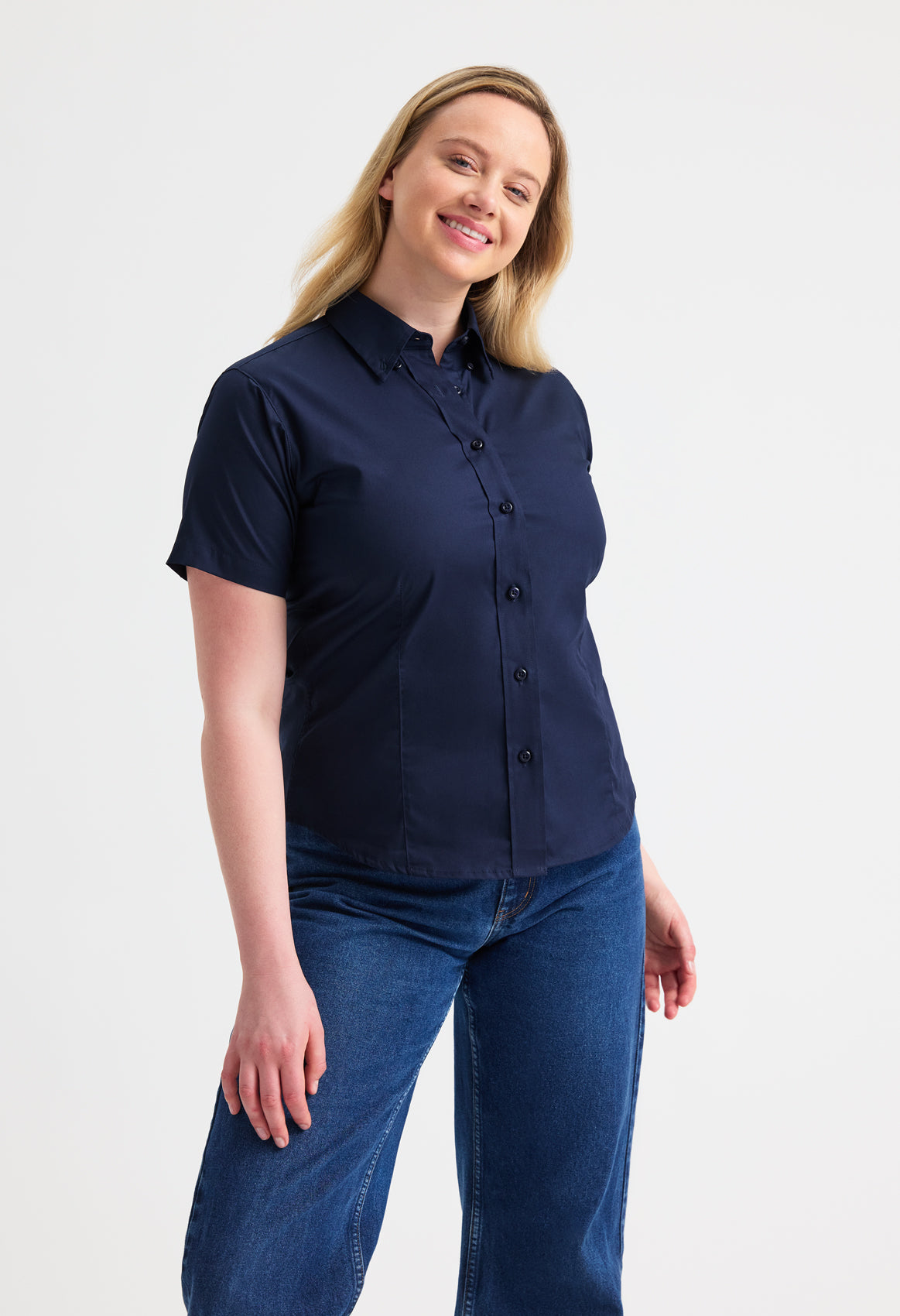 Uneek Ladies Pinpoint Oxford Half Sleeve Shirt UC704