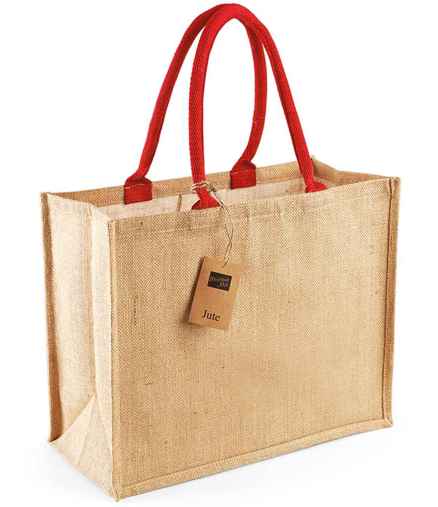 Westford Mill Jute Classic Shopper W407 - Natural/Bright Red