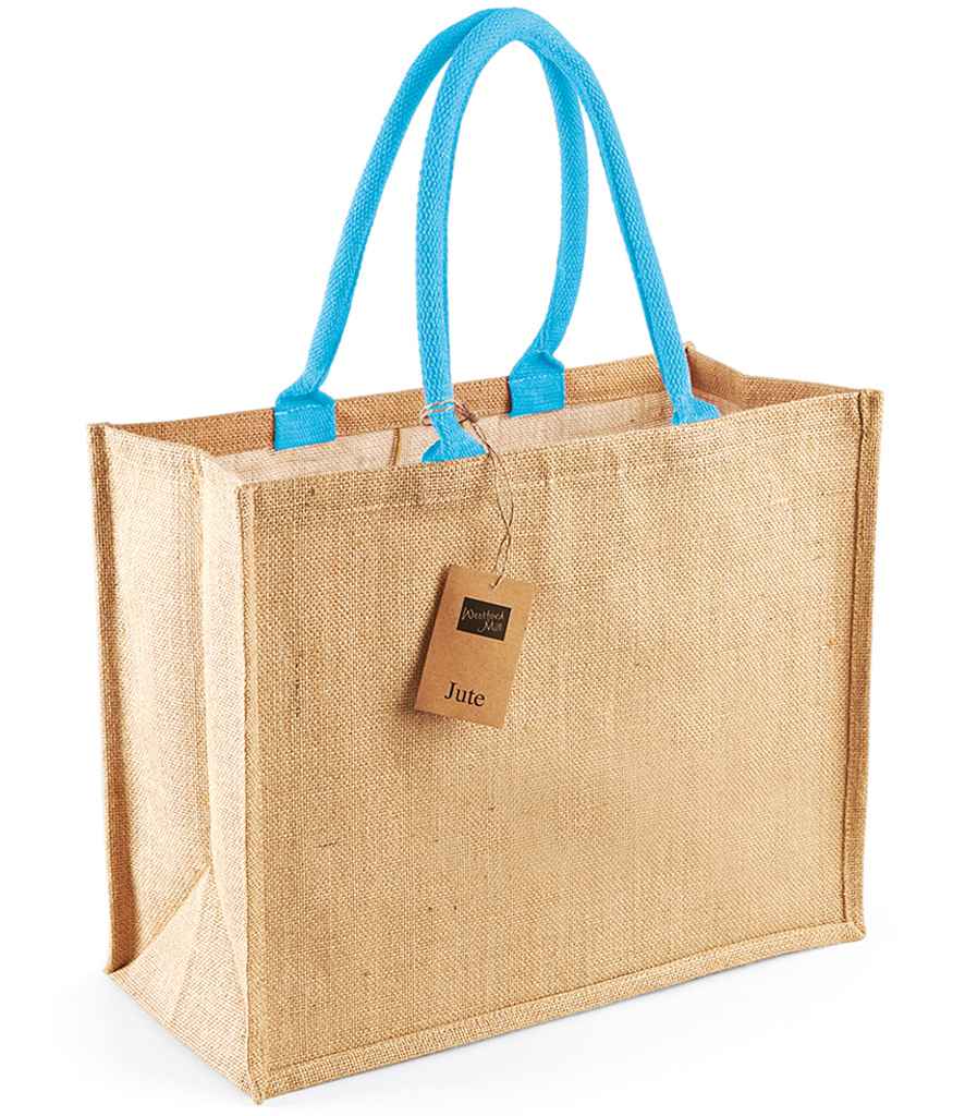 Westford Mill Jute Classic Shopper W407 - Natural/Surf Blue
