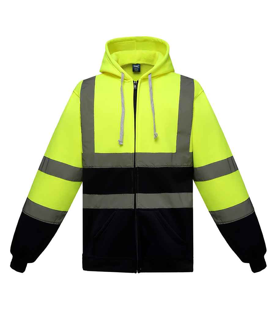Yoko Hi-Vis Zip Hoodie YK032 - front view