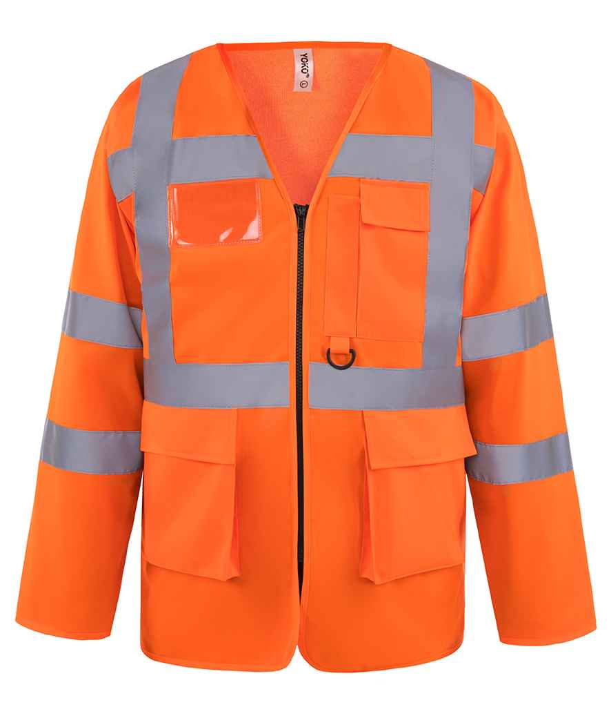 Yoko Hi-Vis Executive Long Sleeve Waistcoat YK108 - front view
