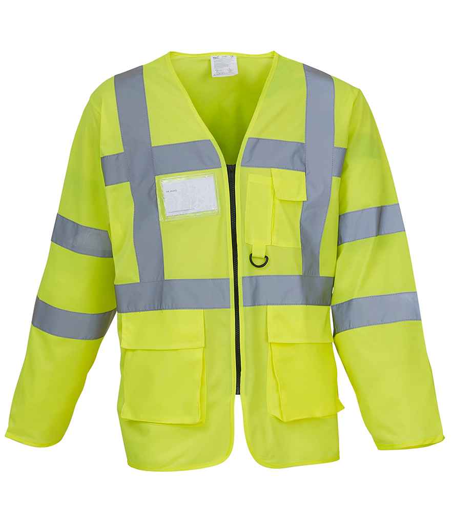 Yoko Hi-Vis Executive Long Sleeve Waistcoat YK108 - front view