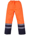 Yoko Hi-Vis Two Tone Waterproof Overtrousers YK217 - front view