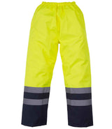 Yoko Hi-Vis Two Tone Waterproof Overtrousers YK217 - front view