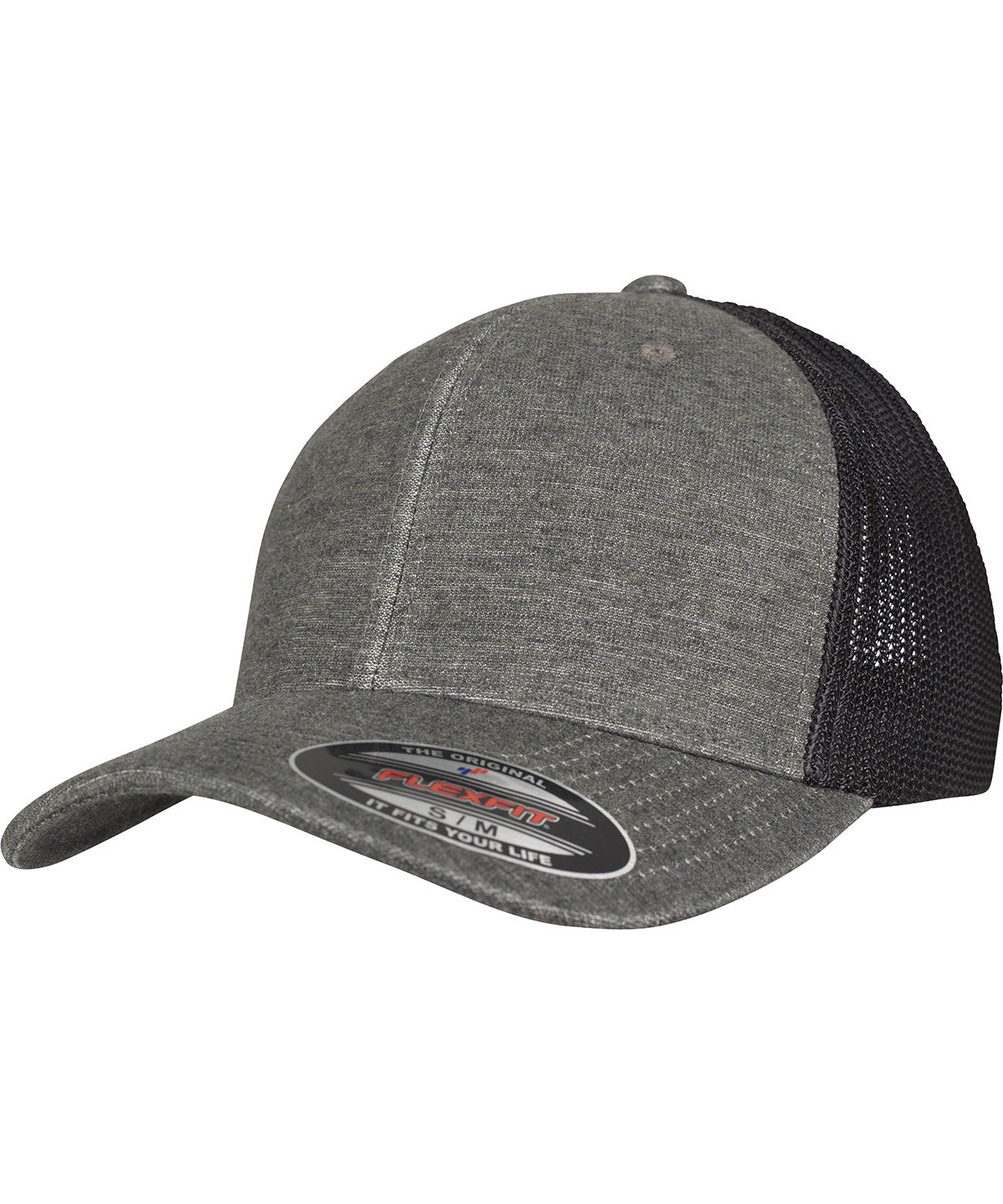 Flexfit by Yupoong Retro trucker melange cap (6511M) YP127 - Khaki/Black Mesh