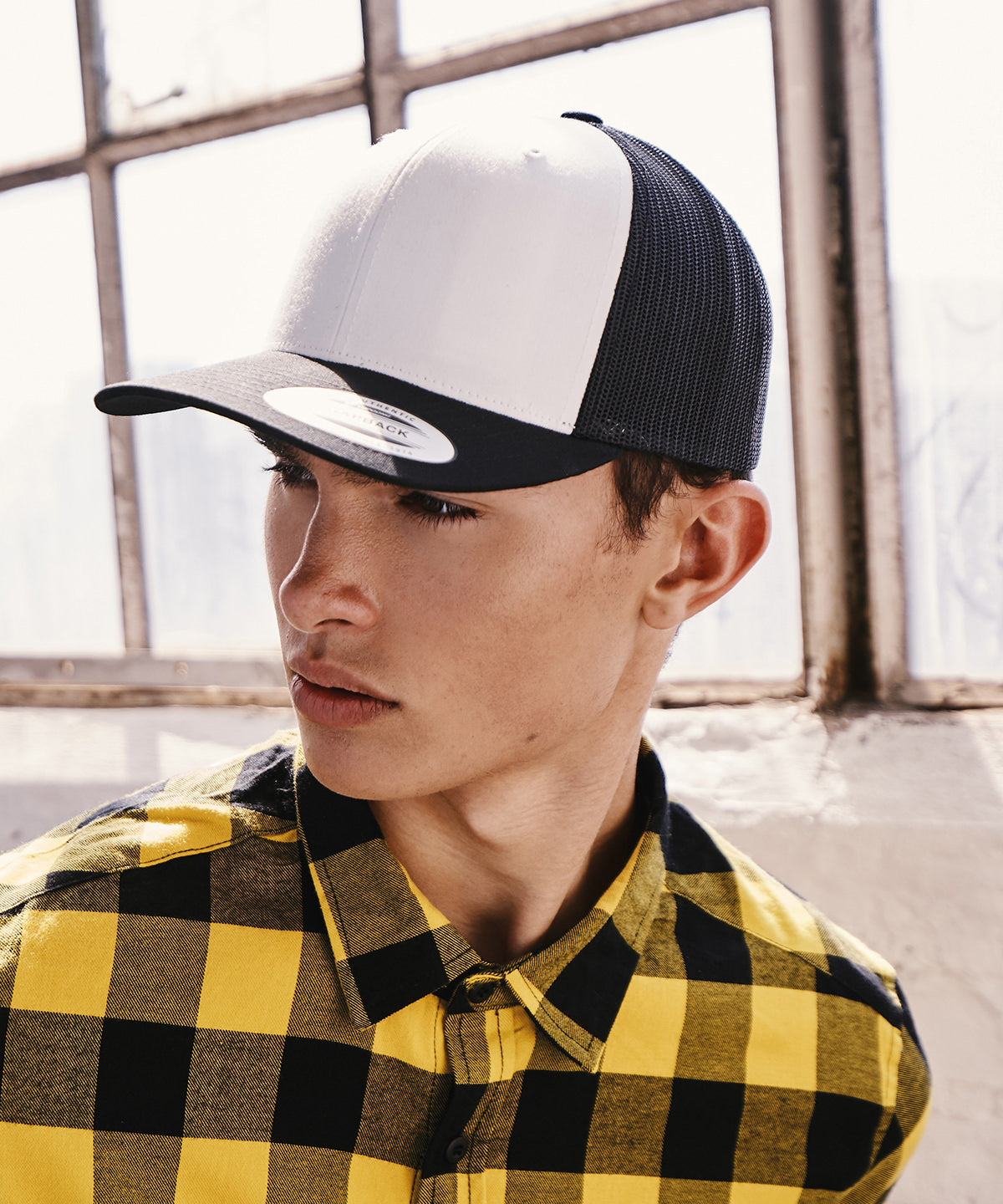 Flexfit by Yupoong Retro trucker coloured front (6606CF) YP129 - Black/White/Black
