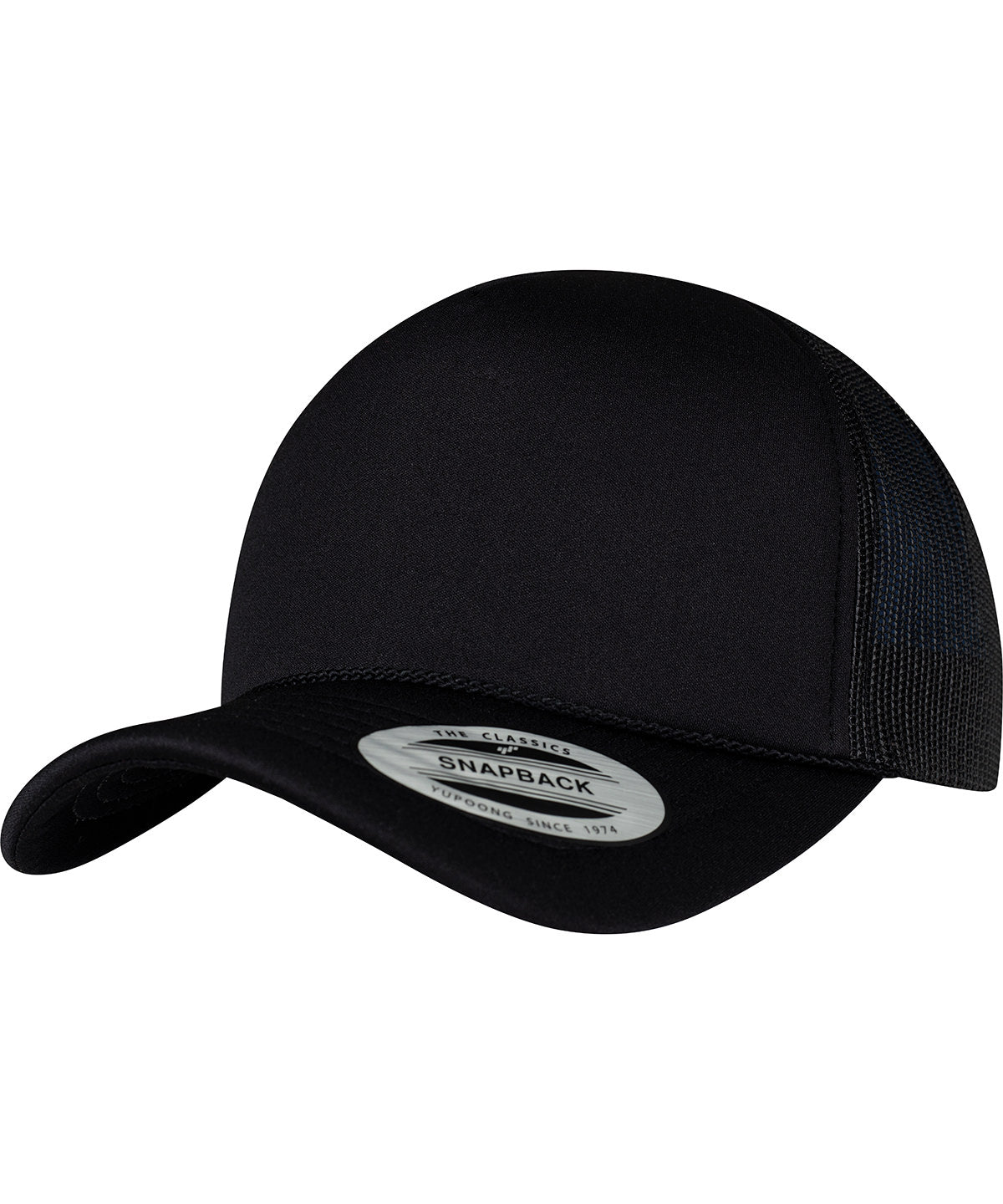 Flexfit by Yupoong Foam trucker cap curved visor (6005FC) YP208 - Black/Black/Black
