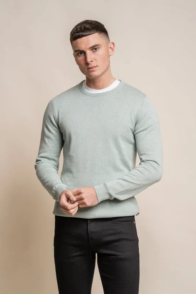 KN101 Crewneck Jumper - Almond Green