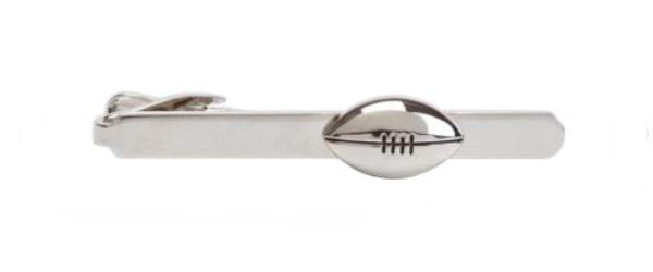 Rugby Ball Rhodium Plated Tie Clip by Dalaco