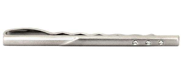 Brushed/Shiny + 3 Crystals Rhodium Tie Slide by Dalaco