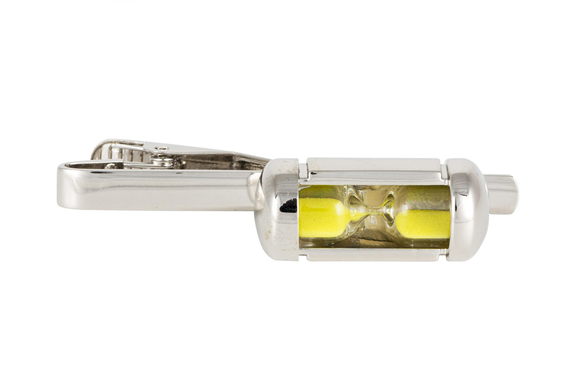 Yellow & Rhodium Sand Timer Tie Slides by Dalaco