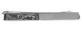 Half Engraved Design Rhodium Plate Tie Slide by Dalaco