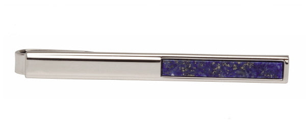 Half Lapis Lazuli Rhodium Tie Slide by Dalaco