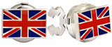 Button Cover Union Jack Rhodium Plated by Dalaco