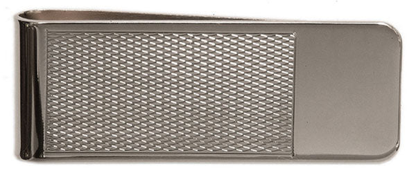 Money Clip Rhodium Plated Barley Design with Plain End by Dalaco