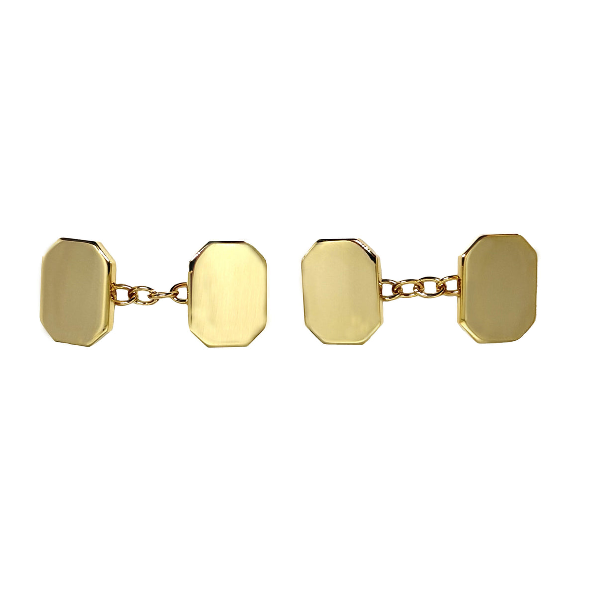 Rectangle Cut Corners Chain Link Gold Plated Cufflinks by Dalaco