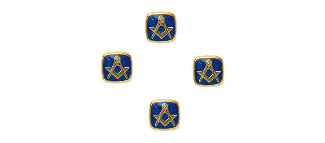 Set of 4 – Masonic Blue Dress Studs Gold Plate by Dalaco