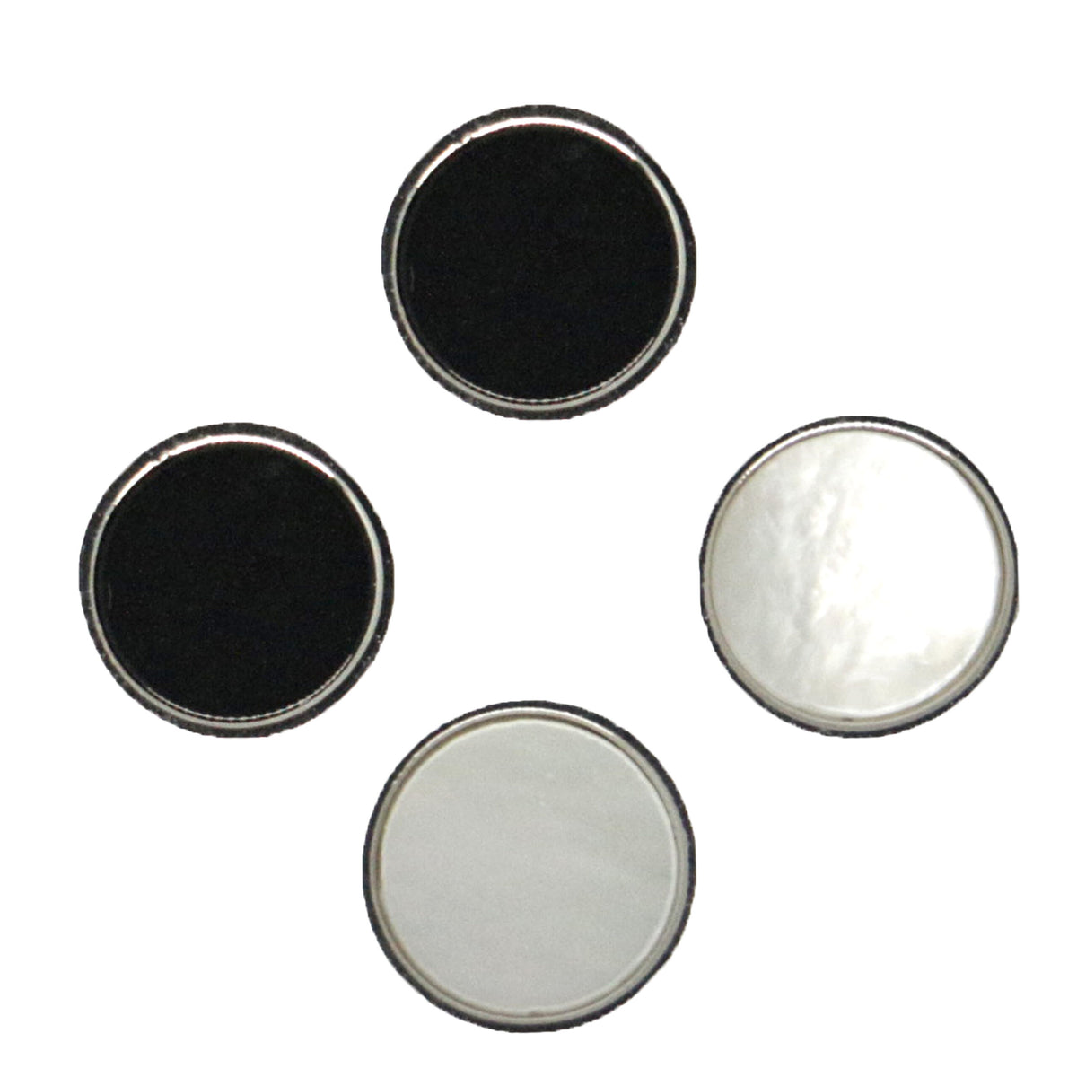 MOP & Onyx Round Reversible Rhodium Dress Studs Set of 4 by Dalaco