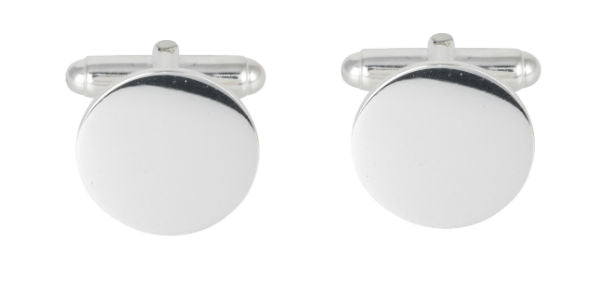 Plain Round Sterling Silver Hallmarked Cufflinks by Dalaco