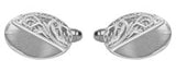 Half Engraved Oval Sterling Silver Cufflinks by Dalaco