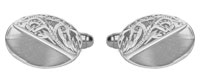 Half Engraved Oval Sterling Silver Cufflinks by Dalaco