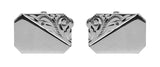 925 Sterling Silver Rectangle Cufflinks with Engraved Corner Design. by Dalaco