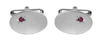 Ruby Star Set Oval Hallmarked Sterling Silver Cufflinks by Dalaco