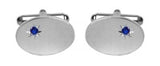 Sapphire Star Set Oval Hallmark Sterling Silver Cufflinks by Dalaco