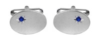 Sapphire Star Set Oval Hallmark Sterling Silver Cufflinks by Dalaco