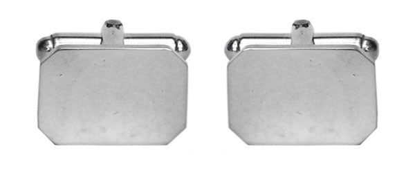 Cut Corner Plain Rectangular Hallmarked Sterling Silver Cufflinks by Dalaco