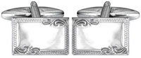 Rectangle Engraved Edge Hallmarked Sterling Silver Cufflinks by Dalaco