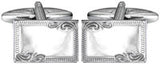 Rectangle Engraved Edge Hallmarked Sterling Silver Cufflinks by Dalaco
