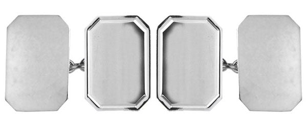 Lined Edge Rectangle Cut Corner Sterling Silver Cufflinks by Dalaco