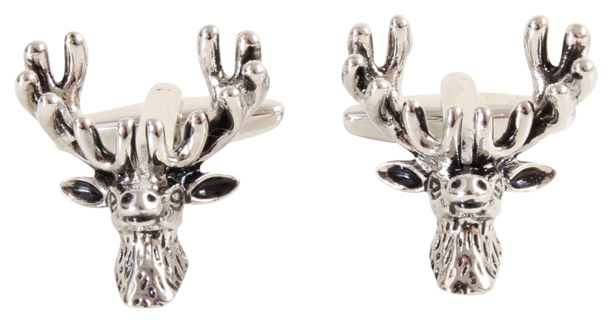 Stags Head Cufflinks Burnished Rhodium Plate by Dalaco