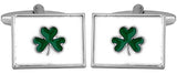 Irish Shamrock Rhodium plated Cufflinks by Dalaco