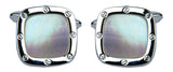 Mother of Pearl Port Hole Rhodium Plate Cushion Cufflinks by Dalaco