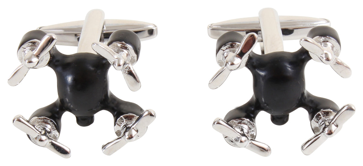 Drone Rhodium Plated cufflinks by Dalaco